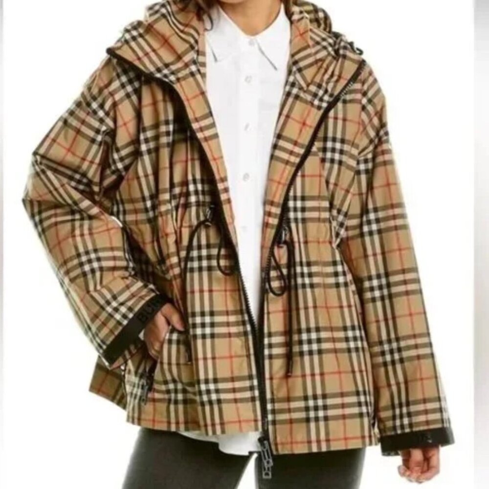 Burberry  Bacton Hooded Check Logo Coat